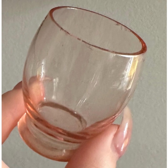 Vintage Set of 6 • Pink French Round Glass Medium Decanter + 5 Shot Glasses - Picture 8 of 10